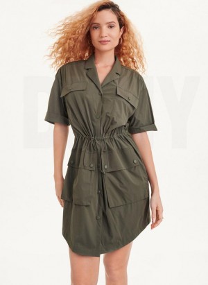 DKNY 4 Pocket Women's Dress Olive | Ireland_D1214