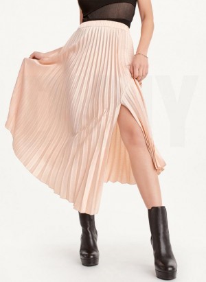 DKNY Asymmetrical Hem Pleated Maxi Women's Skirts Gold Brown | Ireland_D0376