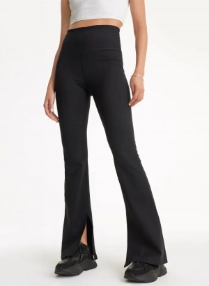 DKNY Balance Compression High-Waist Flare Tight with Slit Women's Leggings Black | Ireland_D1617