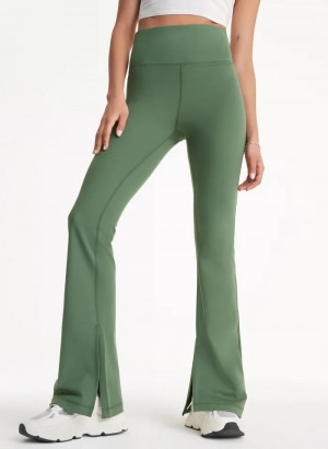 DKNY Balance Compression High-Waist Flare Tight with Slit Women's Leggings Olive | Ireland_D0902