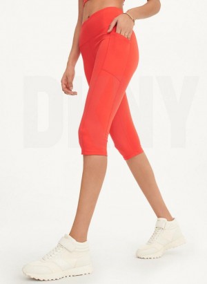 DKNY Balance Compression Pedal Pusher Women's Leggings Red | Ireland_D1783