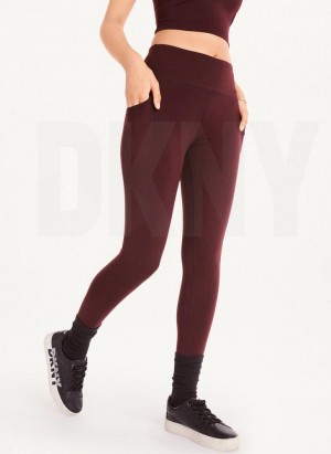 DKNY Balance High Waist Women's Leggings Burgundy | Ireland_D1021