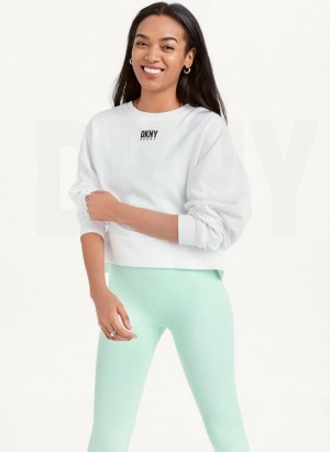 DKNY Balance Oversized Crewneck Pullover Women's Sweatshirts White | Ireland_D0291