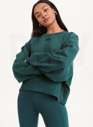 DKNY Balance Oversized Crewneck Pullover Women's Sweatshirts Olive | Ireland_D0327