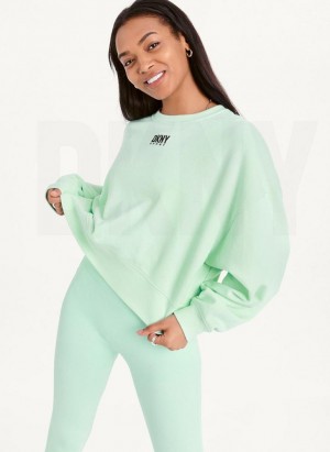 DKNY Balance Oversized Crewneck Pullover Women's Sweatshirts Green | Ireland_D0369