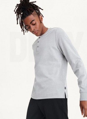 DKNY Baselayer Henley Men's Sweatshirts Grey | Ireland_D1295