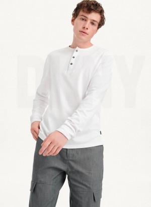 DKNY Baselayer Henley Men's Sweatshirts White | Ireland_D1707