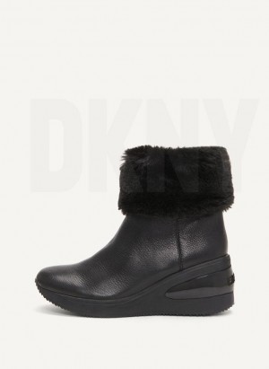 DKNY Baxter Wedge Women's Boots Black | Ireland_D0892