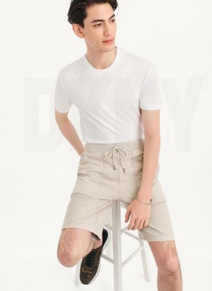 DKNY Beach Slub Men's Shorts Khaki | Ireland_D1584