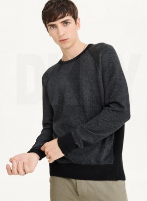 DKNY Birdseye Raglan Sleeve Men's Sweaters Black | Ireland_D0704