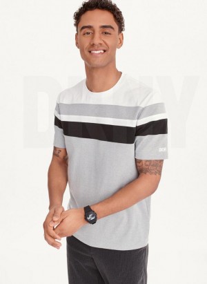 DKNY Block Short Sleeve Crewneck Men's T Shirts Grey | Ireland_D0685