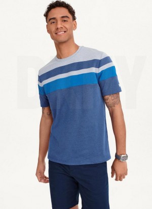 DKNY Block Short Sleeve Crewneck Men's T Shirts Blue | Ireland_D0245