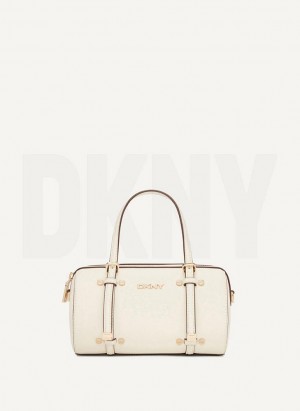 DKNY Bo Mini Duffle Women's Crossbody Bags White / Gold | Ireland_D1060