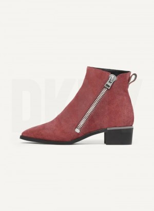 DKNY Brenlyn - W/ Zipper Women's Boots Burgundy | Ireland_D1850