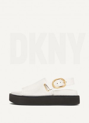 DKNY Buckle Flatform Women's Sandals White | Ireland_D1428