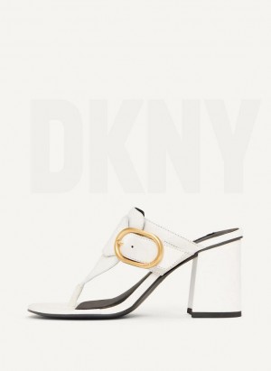 DKNY Buckled Women's Heels White | Ireland_D1087