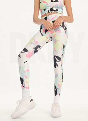 DKNY Camo Floral Print High Waist With Pocket Women's Leggings Multicolor | Ireland_D0260