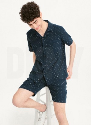 DKNY Camp Men's Shirts Navy | Ireland_D1325