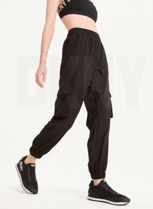 DKNY Cargo with Pockets Women's Joggers Black | Ireland_D0130