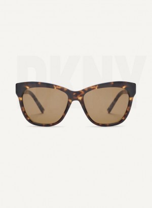 DKNY City Native Cat Eye Women's Sunglasses Brown | Ireland_D0884