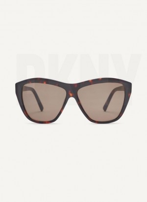 DKNY City Native Modern Rectangle Women's Sunglasses Brown | Ireland_D0281