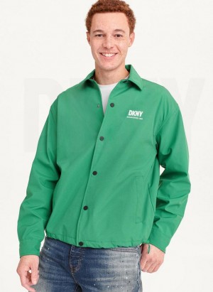 DKNY Coaches Logo Men's Jackets Green | Ireland_D1484