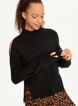 DKNY Cold-Shoulder Women's Sweaters Black | Ireland_D0174