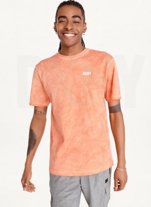 DKNY Cold Pigment Dyed Men's T Shirts Orange | Ireland_D0198