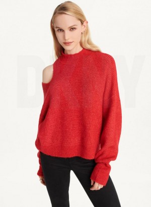 DKNY Cold Shoulder Women's Sweaters Deep Red | Ireland_D1536