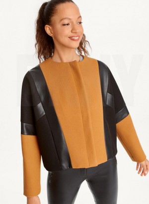 DKNY Colorblock Women's Jackets Brown / Black | Ireland_D1237