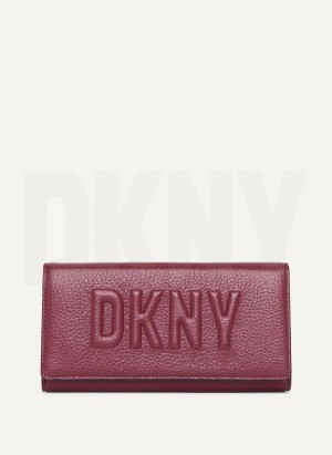 DKNY Continental Raised Logo Women's Wallets Burgundy | Ireland_D1391