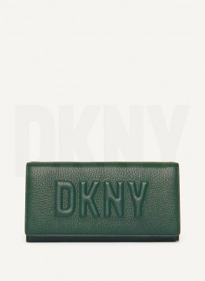 DKNY Continental Raised Logo Women's Wallets Green | Ireland_D0402