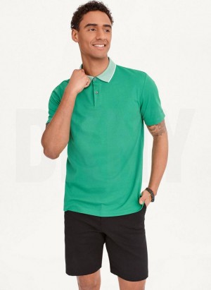 DKNY Core Pima Cotton Pique Men's Polo Shirts Green | Ireland_D1902