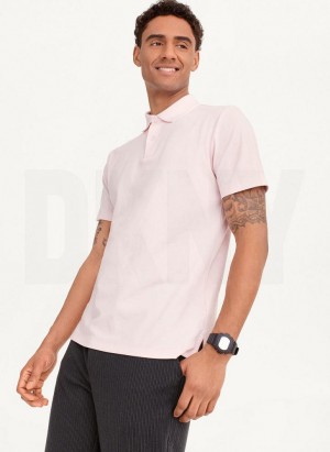 DKNY Core Pima Cotton Pique Men's Polo Shirts Pink | Ireland_D0482