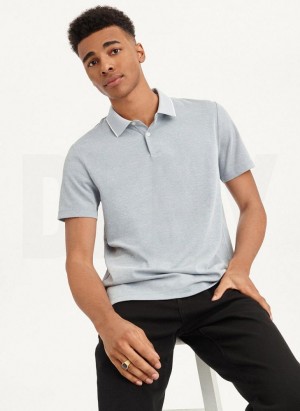 DKNY Core Pima Cotton Pique Men's Polo Shirts Indigo | Ireland_D0705