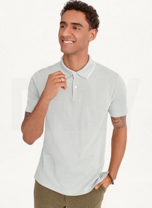 DKNY Core Pima Cotton Pique Men's Polo Shirts Light Grey | Ireland_D1416