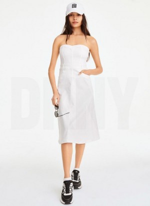 DKNY Corset Women's Dress White | Ireland_D0492