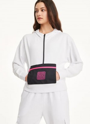 DKNY Cotton French Terrywith Bag Kangaroo Pocket Women's Hoodies White | Ireland_D1530