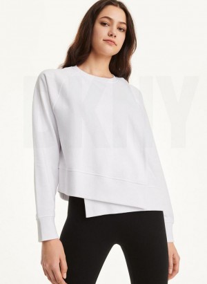 DKNY Cotton Jersey Asymmetrical Women's Sweatshirts Beige | Ireland_D1884