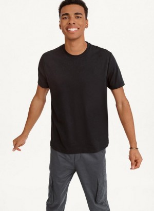 DKNY Cotton Poly Pique Men's T Shirts Black | Ireland_D1557