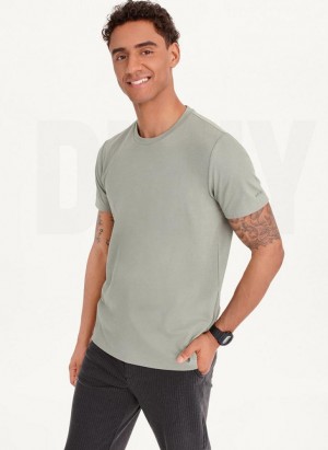 DKNY Cotton Poly Pique Men's T Shirts Olive | Ireland_D1256