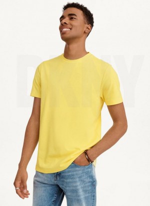 DKNY Cotton Poly Pique Men's T Shirts Yellow | Ireland_D1984