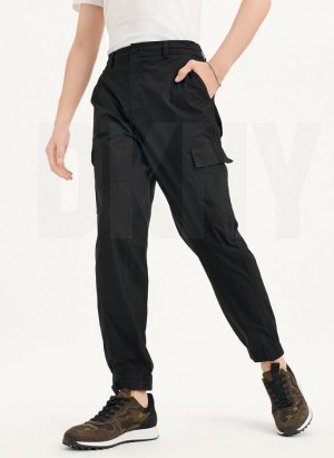 DKNY Cotton Poplin Washed 4 Pocket Men's Joggers Black | Ireland_D0840