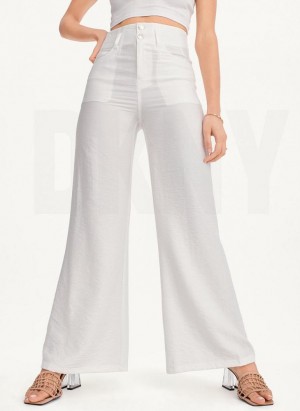 DKNY Crinkle Dressing Women's Pants White | Ireland_D0385