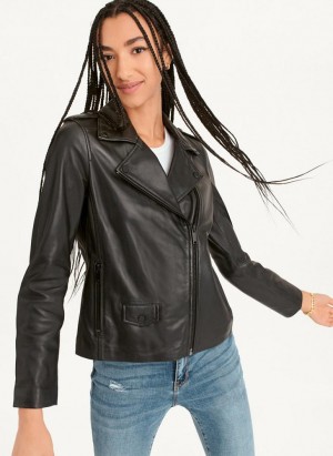 DKNY Cropped Leather Women's Jackets Black | Ireland_D1717