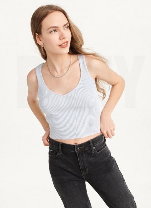 DKNY Cropped Women's Tank Top Blue | Ireland_D0336