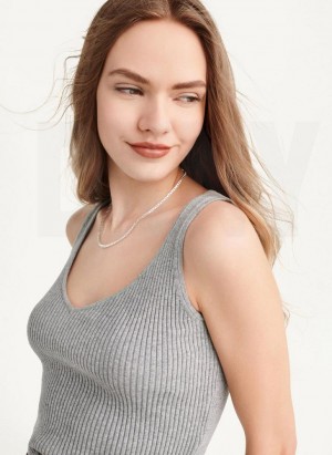 DKNY Cropped Women's Tank Top Grey | Ireland_D1195