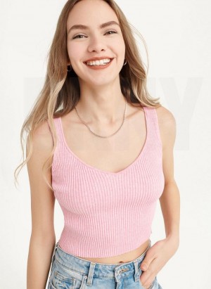 DKNY Cropped Women's Tank Top Pink | Ireland_D1903