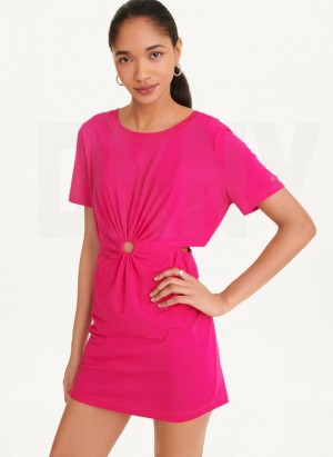 DKNY Cut Out Women's Dress Pink | Ireland_D1833