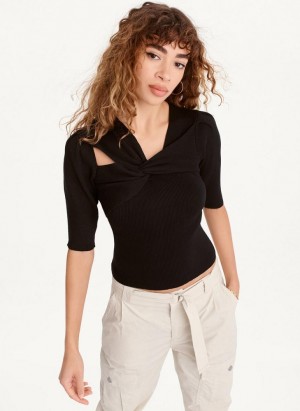 DKNY Cut Out Women's Sweaters Black | Ireland_D1846